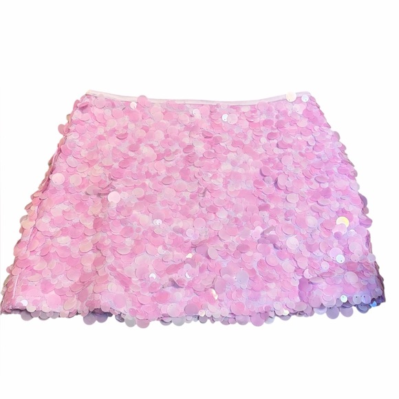 Zara NWOT viral summer Pink Purple Barbie sequin embellished mini skirt Small - Picture 3 of 6